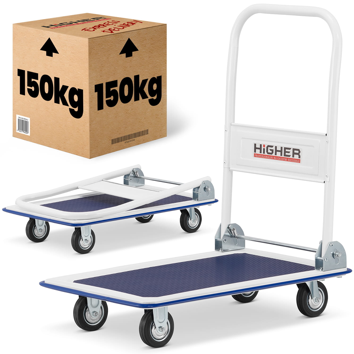 Wózek platformowy magazynowy transportowy HIGHER 150 kg PL-PH150