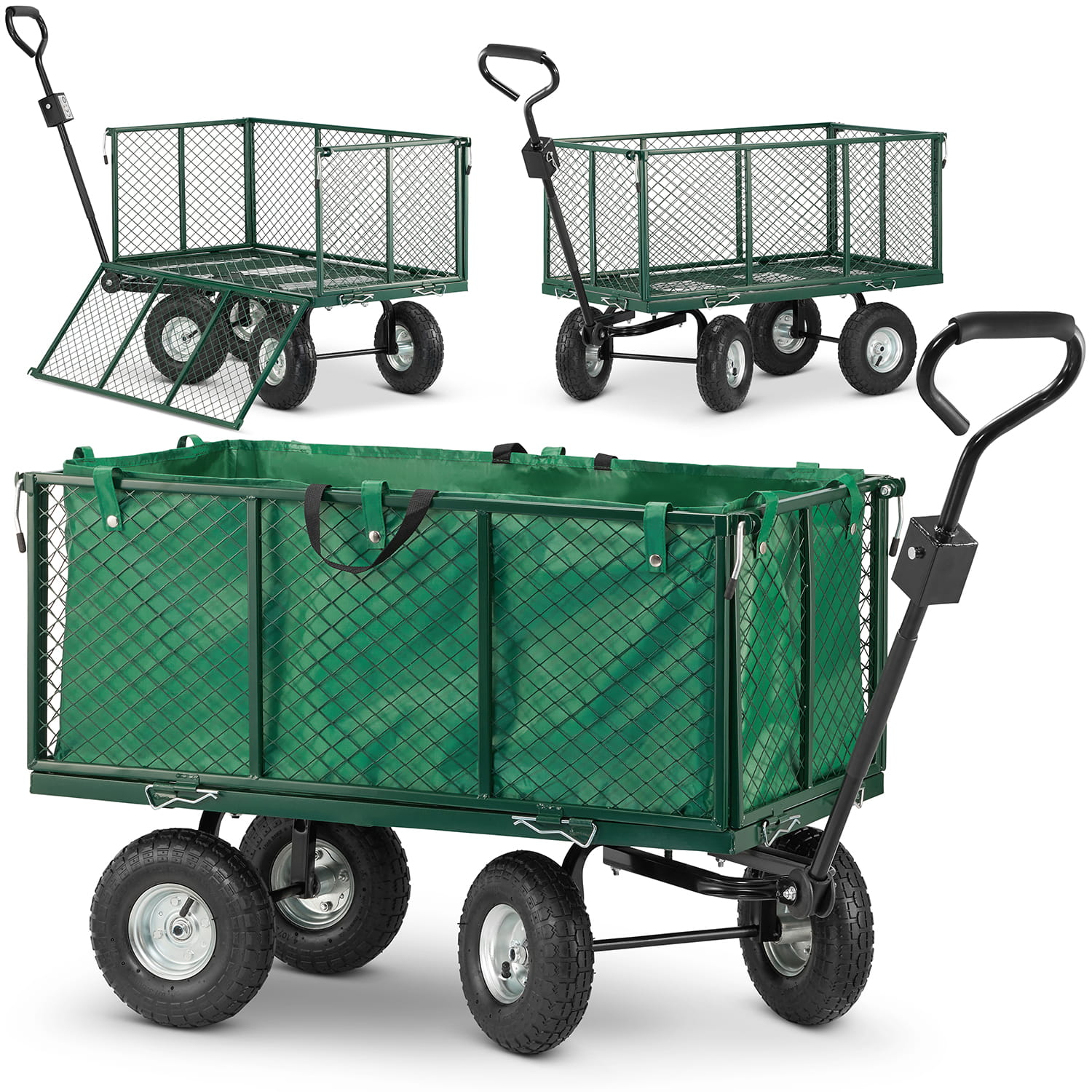 Wózek ogrodowy transportowy z siatką przyczepka HIGHER 250 L 450 kg + plandeka