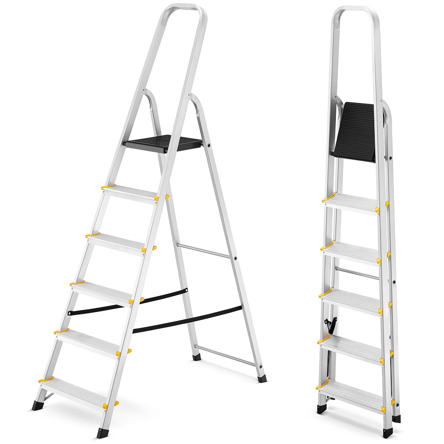 Drabina aluminiowa domowa jednostronna profesjonalna HIGHER 6 stopni 150 kg PRO EN-131