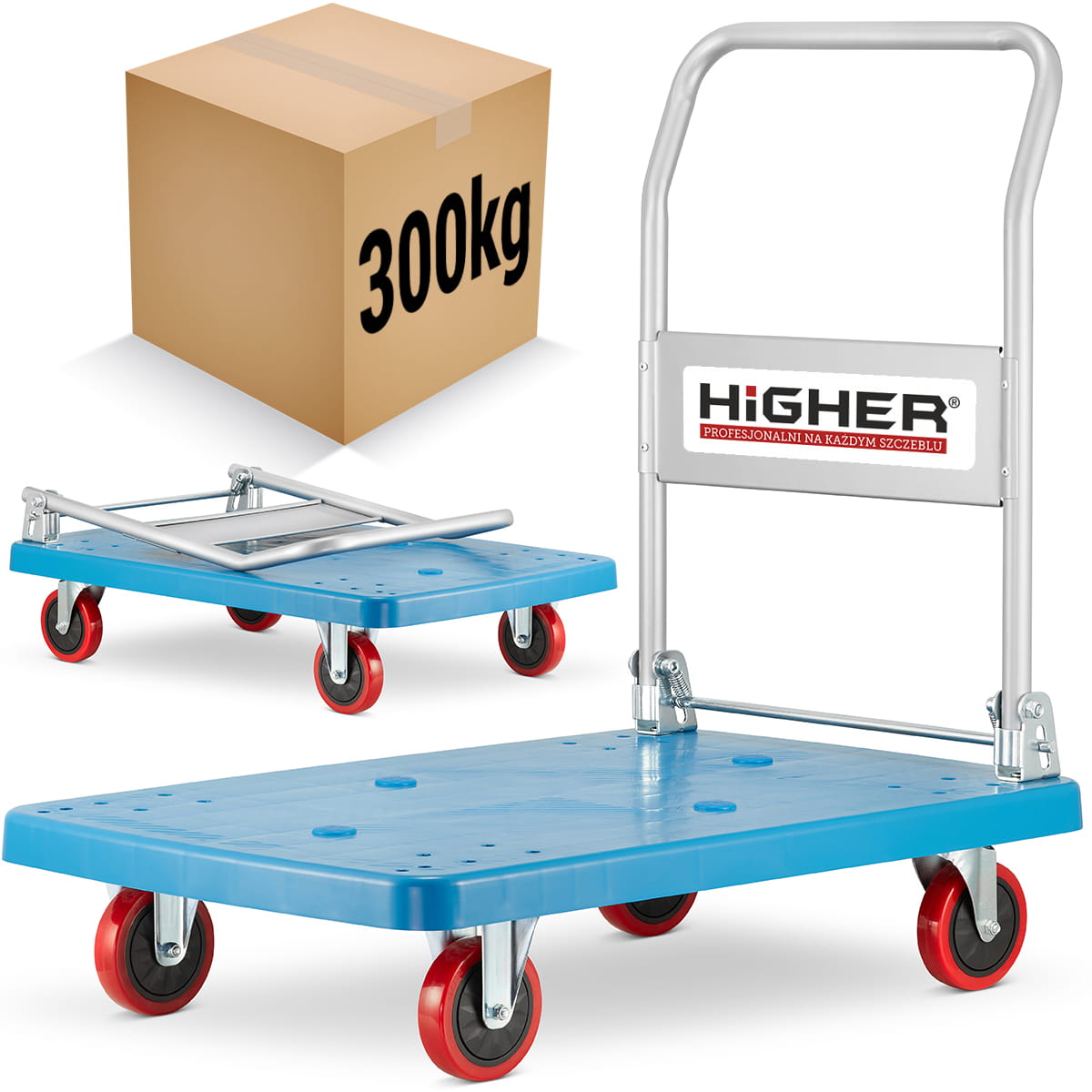 Wózek magazynowy transportowy platformowy składany HIGHER 300 kg