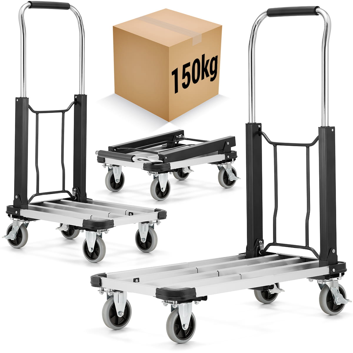 Wózek magazynowy transportowy platformowy składany aluminiowy HIGHER 150 kg
